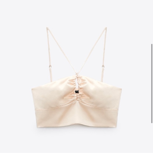 SOLD - Zara Blush Pink Satin Effect Crop Size Small - Picture 9 of 9